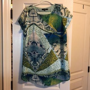 Green snakeskin shift dress
